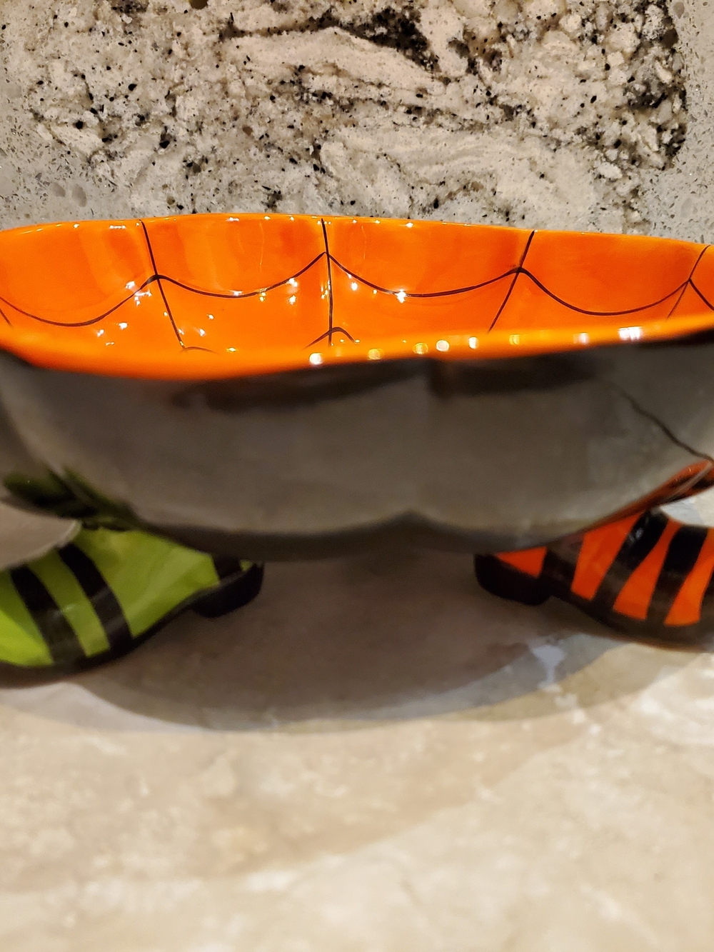 Halloween Spider-Web Ceramic Candy Dish with Feet